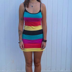 Multicolored Striped Mini Dress (M)